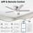 Vaczon 52" Flush Mount Smart Dimmable Ceiling Fan with 3CCT LED Lights, Double-Sided Wood Blades, 6-Speed Reversible DC Motor, Timer, Remote and App Control