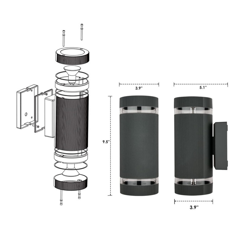 Matte Black 24cm H Outdoor Sconce