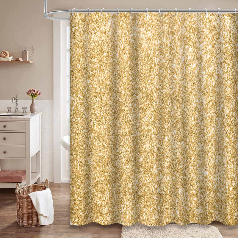 Rideau de douche imperméable doré, rideaux de douche pour la salle de bain avec 12 crochets, 72" L x 78" W