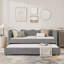 Lit de jour simple en vichy convertible 3 en 1 avec couchette et poches de rangement-315950680