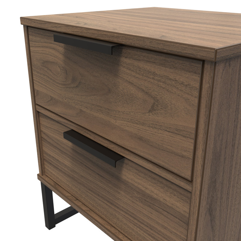 Turah 2 Drawer Bedside Cabinet (Ready Assembled), Carini Walnut