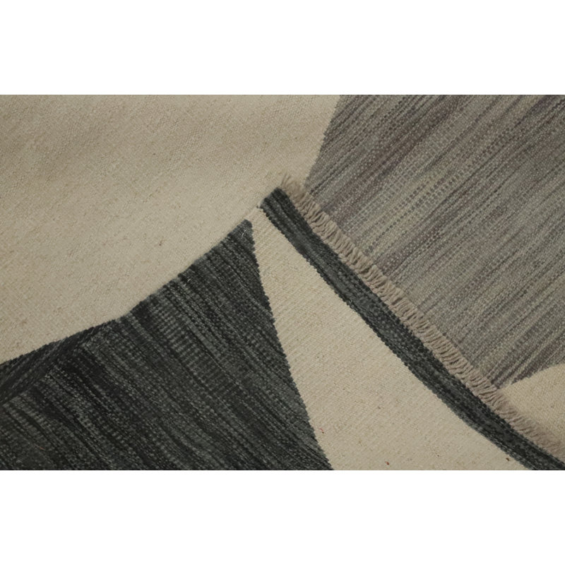 Tapis géométrique moderne en laine Kilim 5 x 8