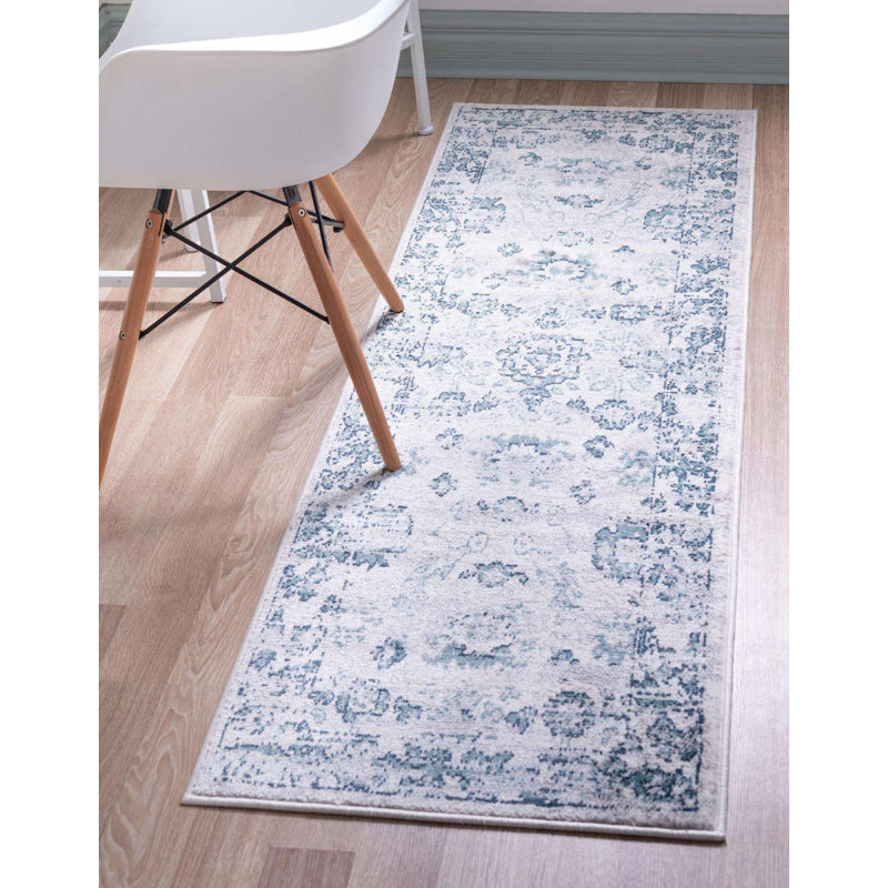 Tapis contemporain Endel couleur os, Tapis de couloir 2 pi x 6 pi
