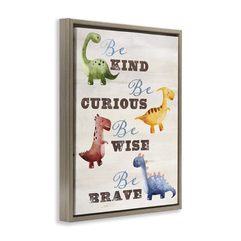 Kind Curious Wise Dinosaurs, H 31 po x l 25 po, Cadre flottant orme Montalcino