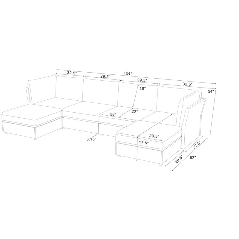 Canapé modulaire en similicuir rembourré