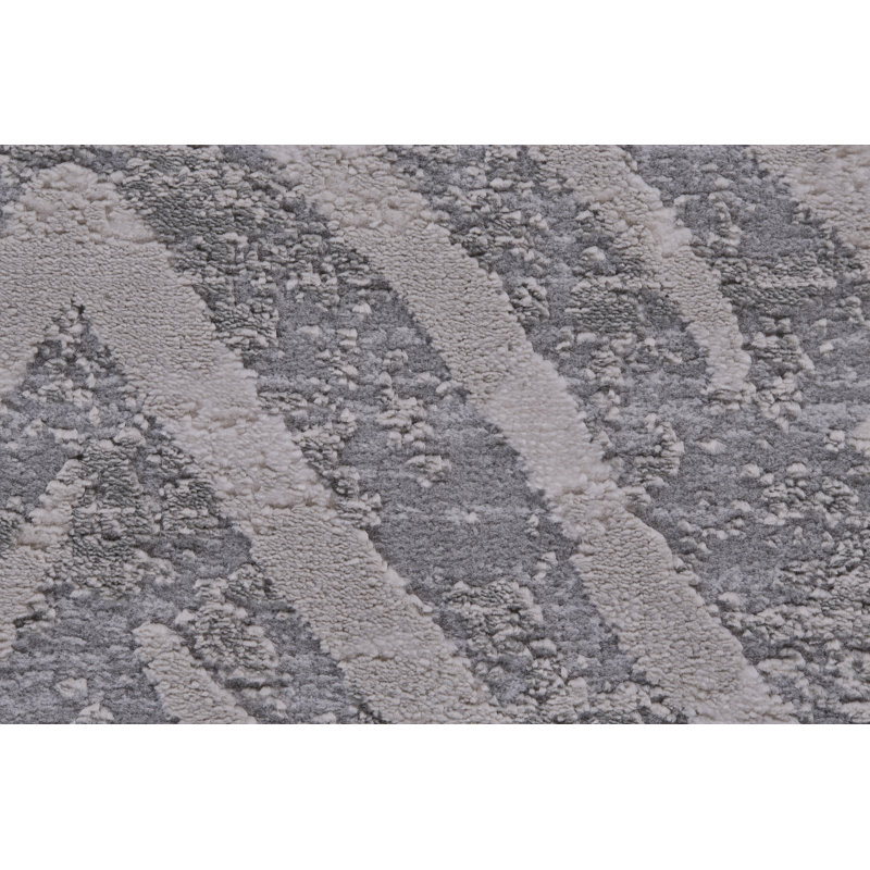 Tapis gris à motif de chevrons Jollanta, Tapis de couloir 2 pi 10 po x 7 pi 10 po