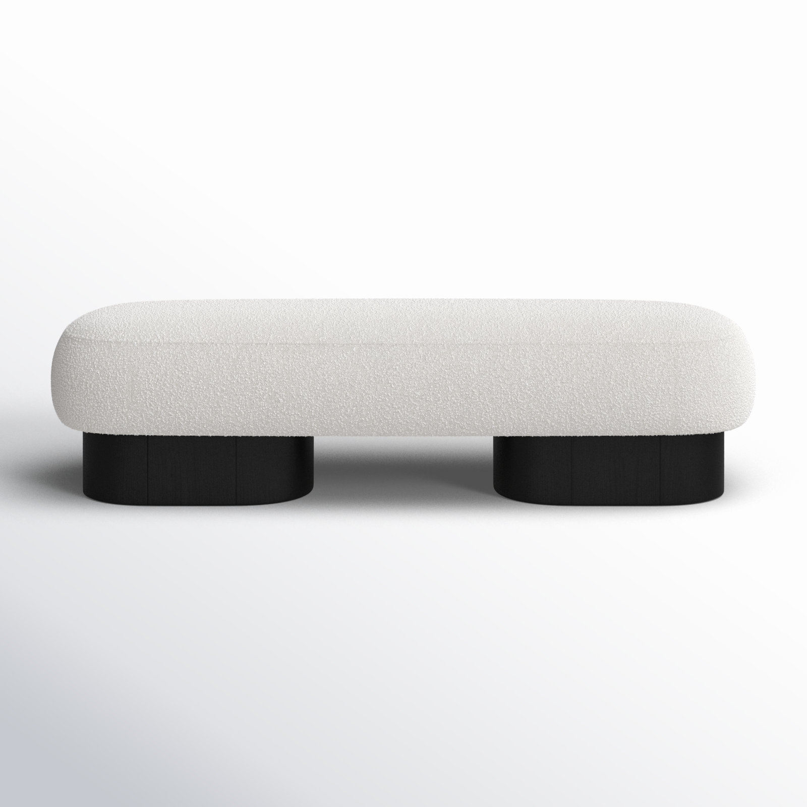 Denyer Boucle Fabric Upholstered Bench, Black, Cream Boucle Fabric