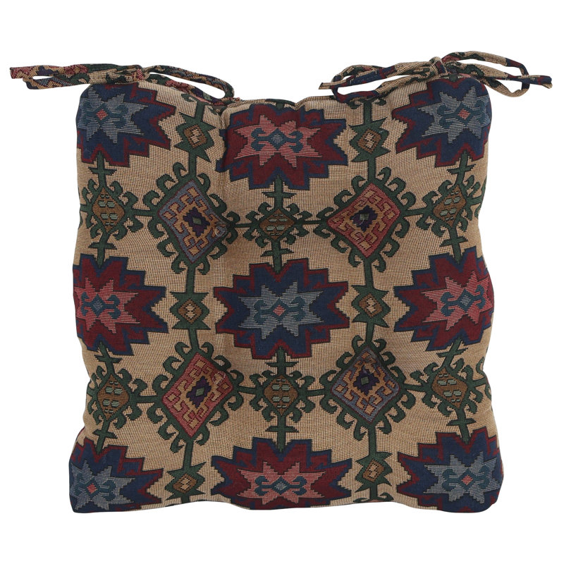 16-Inch Square Woven Tapestry Tufted Chair Cushions (Set Of 2)