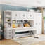 Lit escamotable simple avec armoire, bureau et bureau, blanc