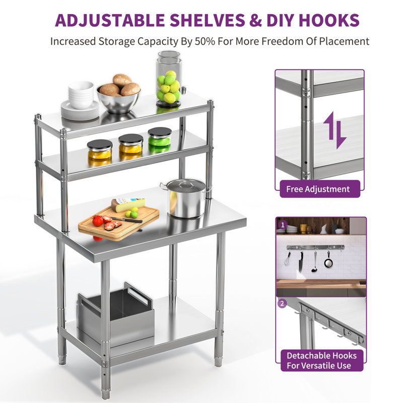 Edrosie Inc Stainless Steel, 54.5" H x 30" W x 24" D