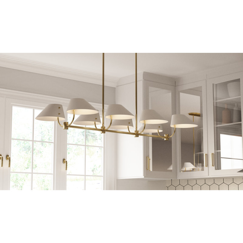 Lustre linéaire en or brossé 6 lumières Penley