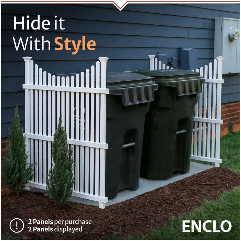 3.75ft H x 3ft W (2 Panels) No Dig Enclo Huntersville White Vinyl Privacy Screen, Outdoor Privacy Panels, Trash Can Enclosure, Air Conditioner Fence, Pool Equipment Enclosure, ZP19036