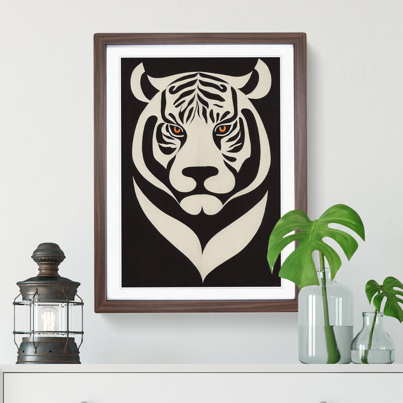 Tiger - Framed Print, 46cm H x 34cm W x 2cm D, Walnut