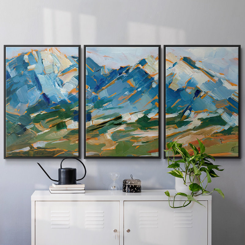 Blue Mountain Peaks I 3 pièces, Noir, H 24 po x l 48 po x P 2 po