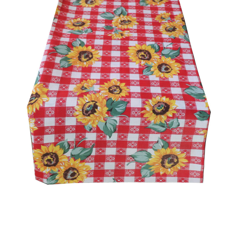 Chemin de table tournesols, Rouge taverne, L 60 po x l 12 po