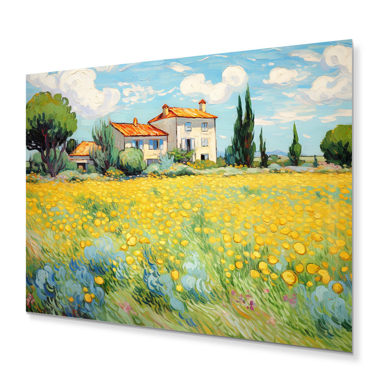 Vangogh la maison jaune à Arles I - impression sur métal, 34" H x 44" W