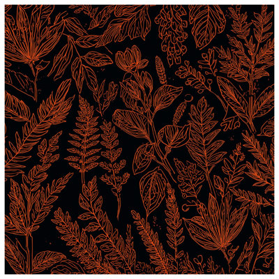 Orange Botanical Illustration Bath Mat