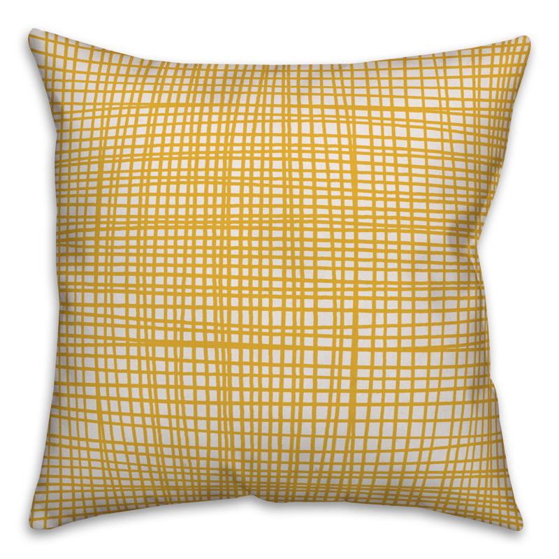  Housse et insert de coussin carré Tally, 18 po x 18 po, Tissu écossais jaune rayé 2