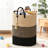 Large Woven Laundry Basket With Wooden Bead Tassel, Durable Cotton Storage Hamper For Clothes And Toys, Foldable Design For Bedroom, Bathroom And Nursery Organization-1691008-1691010