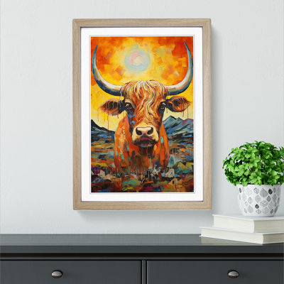 Highland Cow Expressionism - Single Picture Frame Print on Wood