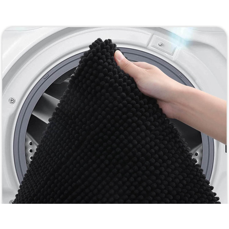 Chenille Non-Slip Bath Mat, Black