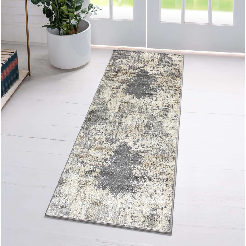 Tapis gris / beige Elkhorn, Tapis de couloir de 2 pi x 7 pi