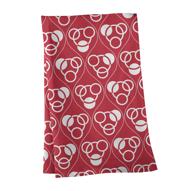 Torchon Circles and Waves, Rouge/blanc, Croisé en coton