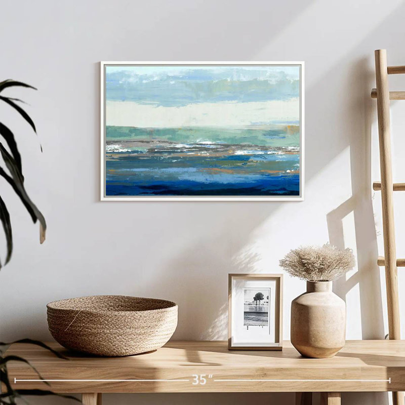 Une grande vague, Cadre flottant blanc, 19 po x 13 po
