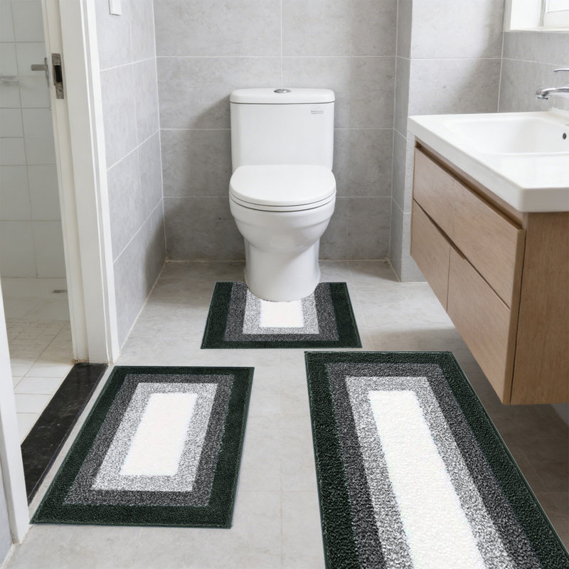 Ensemble de tapis de salle de bain 3 pièces, Noir