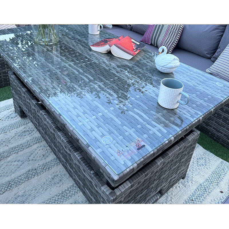 Samford 9 - Person Wicker Patio Dining Set with Rectangular Table , Cushions Included