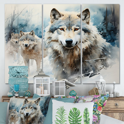Neige loups en hiver I - loup, art mural