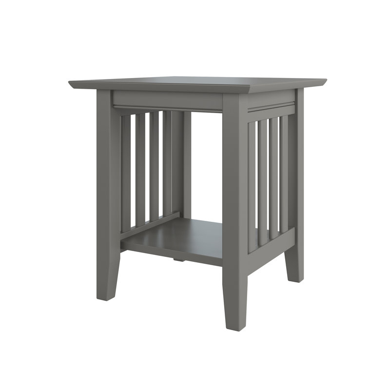 Table de bout en bois massif avec rangement Moffett, Gris