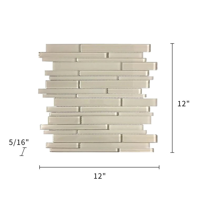Nude Glass Mix Random Strip 12-In X 12-In Glass Mosaic Wall Tile(1-Sq. Ft/ Piece), Nude