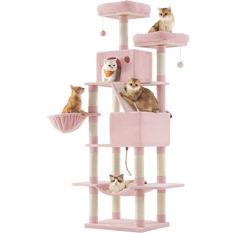 206cm H Cat Tree, Jelly Pink