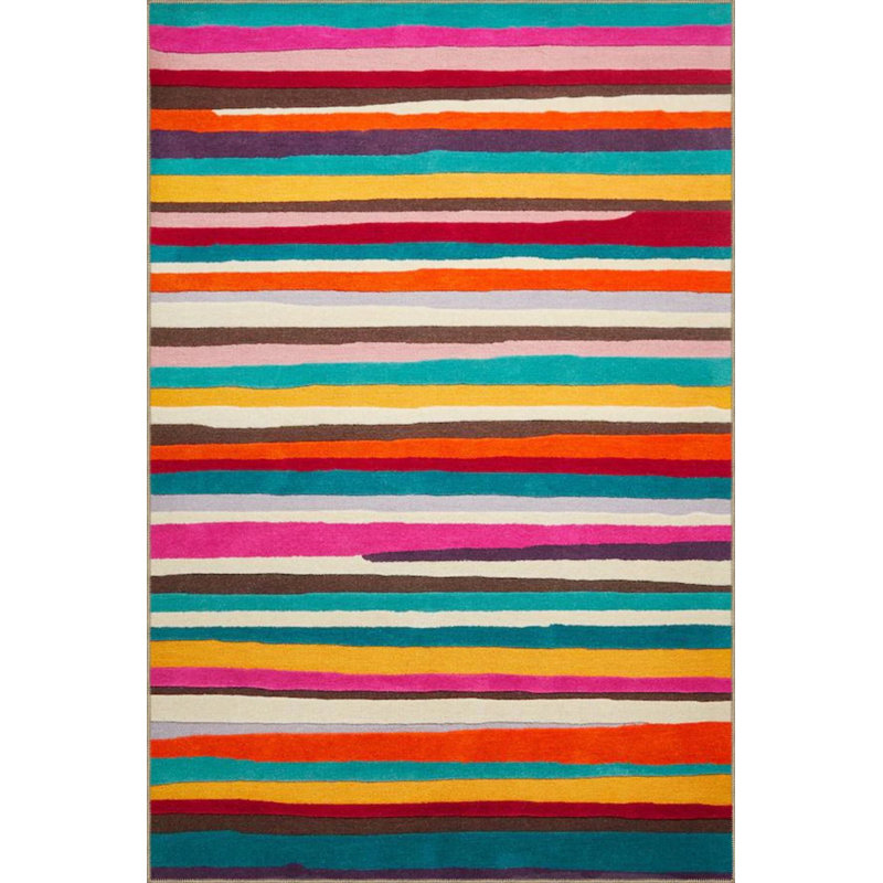 Tapis décoratif uni à rayures épaisses, Rectangle 2 pi 4 po x 4 pi