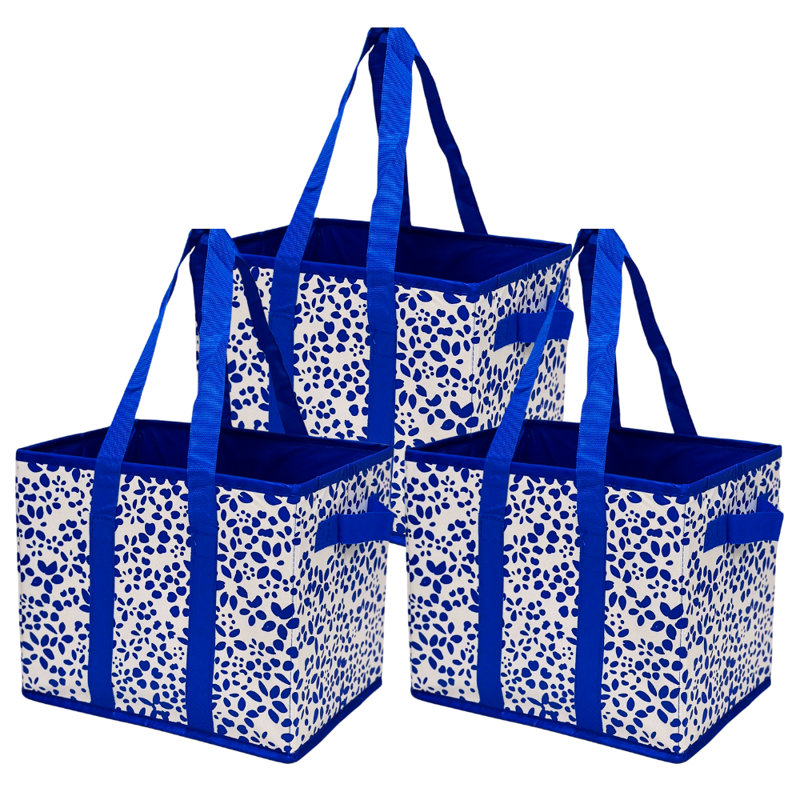 Fourre-tout pliable, tout usage, L 13 po x l 9,5 po x H 11 po, floral, paquet de 3