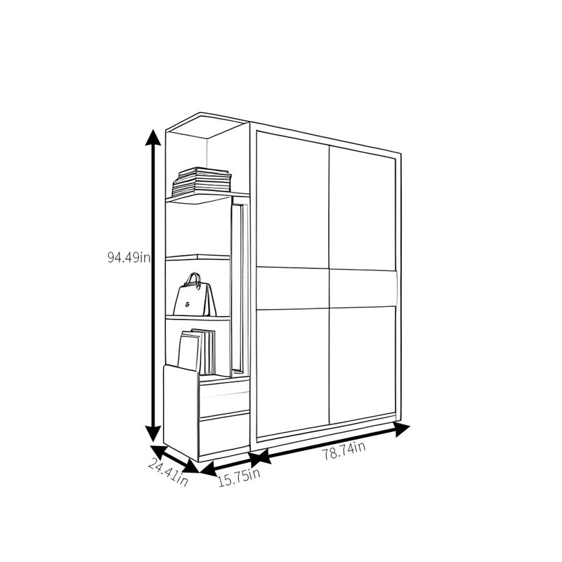 Design de mode simple, sens de garde-robe, H 94,49 po x l 94,49 po x P 24,41 po