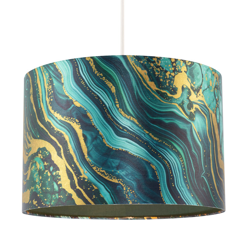 20cm H Satin Drum Lamp Shade ( Screw On ) in Green