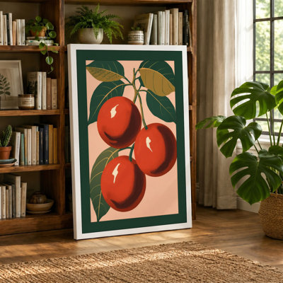 Hanging Red Apples Botanical - Wrapped Canvas