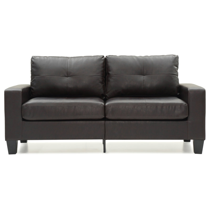 Canapé Winston, Simili cuir brun foncé