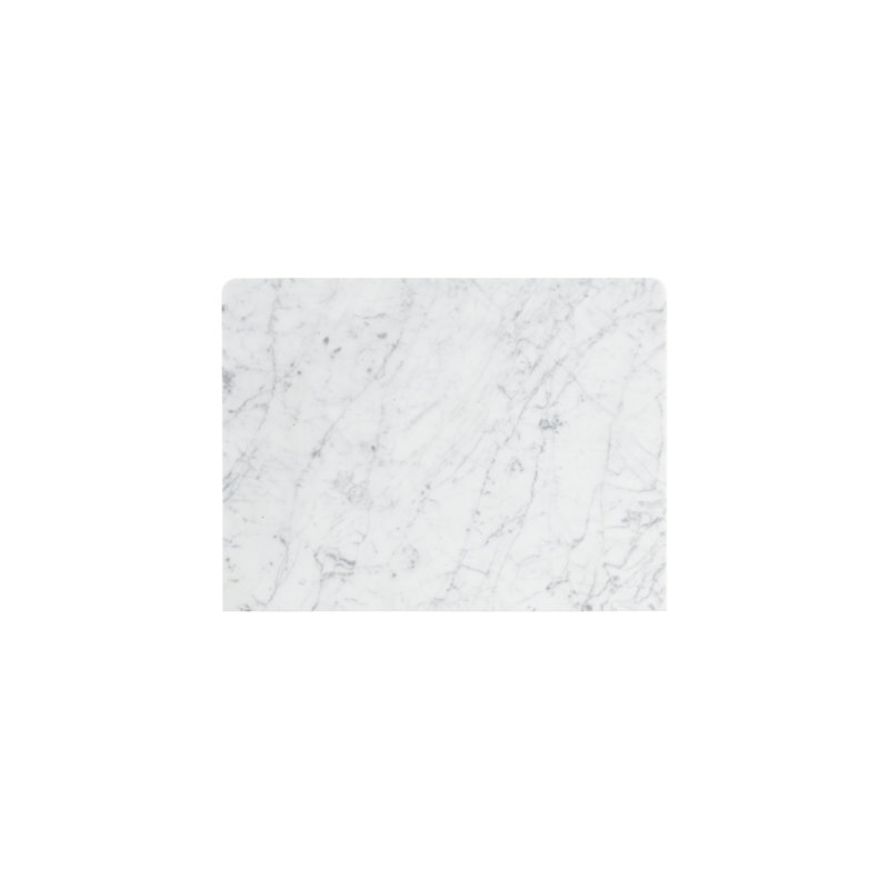 White Marble and Gray Acacia 2-Drawer Nightstand