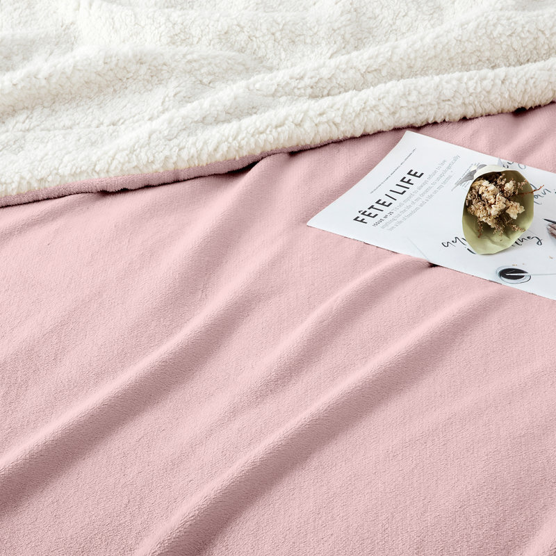 Kaylie Soft Sherpa Fleece Fur Thick Dual Sided Reversible Blanket Throw, 150cm x 200cm, Pink