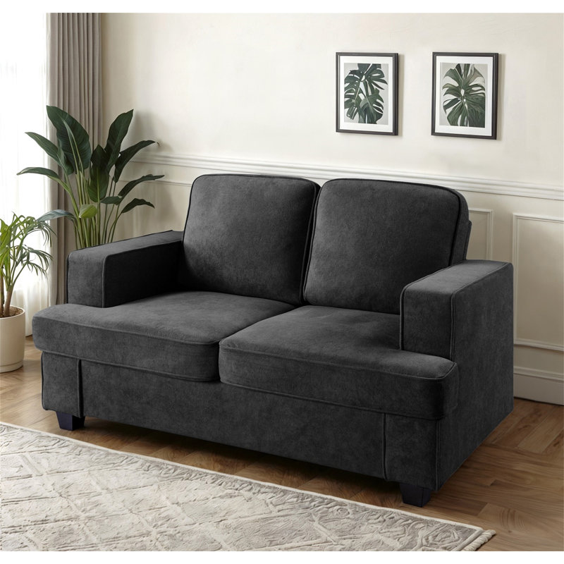 Causeuse moderne en velours, Noir