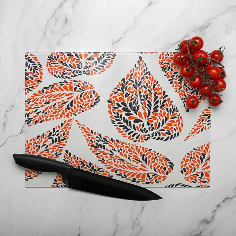 Leaf Droplets Glass Chopping Board, 28cm L x 20cm W
