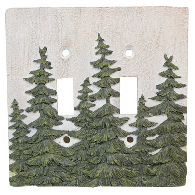 Evergreen Forest Trees Decorative Double Toggle Switch 2-Gang Wall Plate / Switch Cover