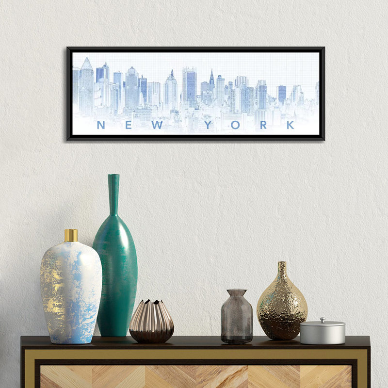 « digital sketch of manhattan horizon-très haut-parleurs », impression sur toile, H 20 po x l 60 po x P 1,5 po, Toile tendue
