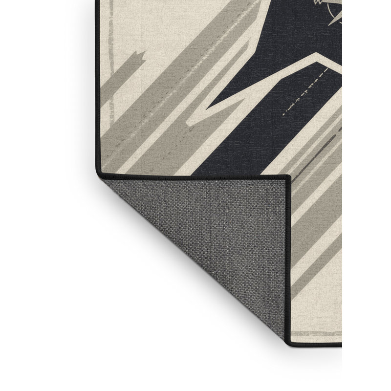 Soft Plush Edingworth Starfighter Craft Nautical Striped Area Rug in Beige – Black Binding, 4x6