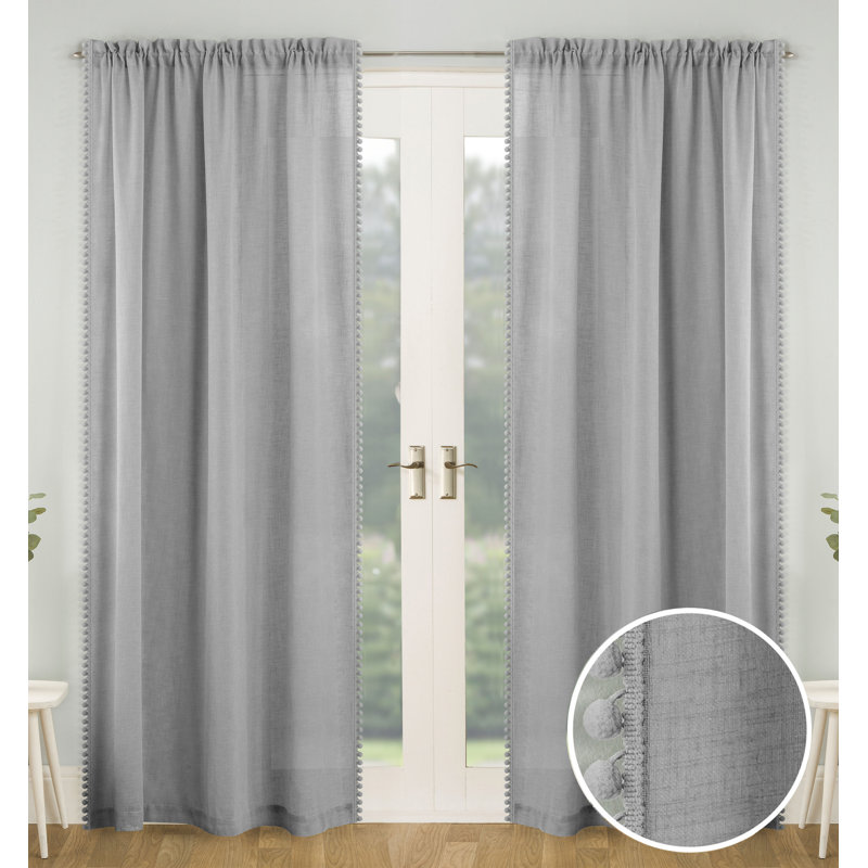 Duncansville Sheer Curtain Pair, 140cm Width x 137cm Drop, Grey