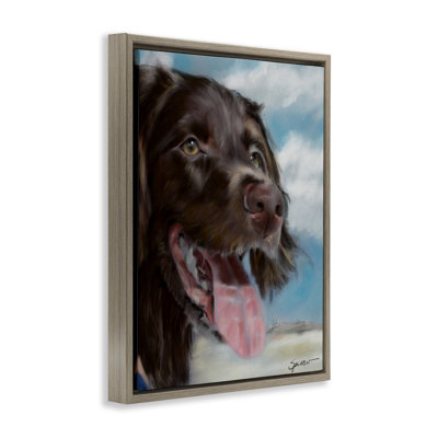 Cadre flottant Happy Face Dog & Clouds, design par Mary Sparrow