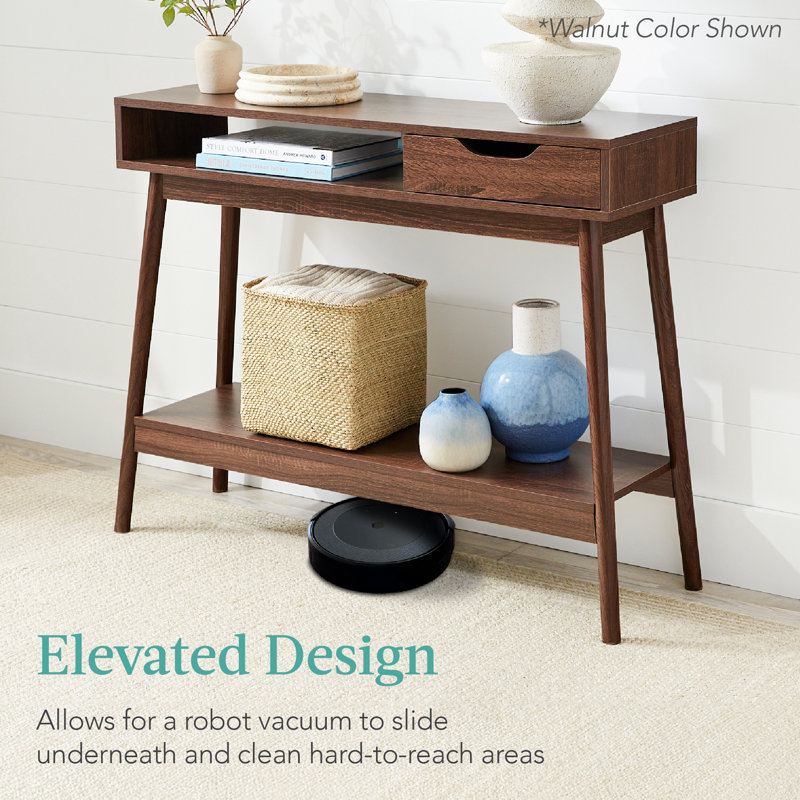 Mid-Century Modern Hallway Console Table W/ Cubby, Drawer